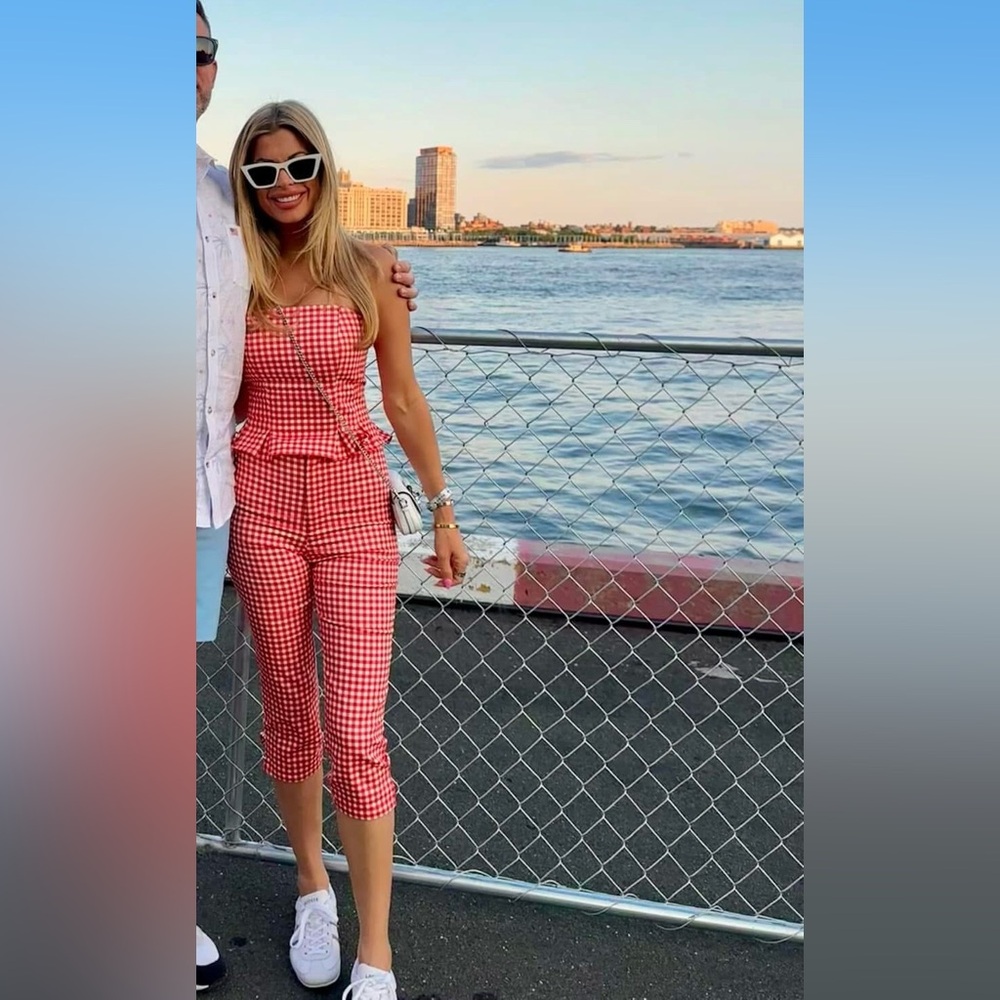 Red Gingham Strapless Set